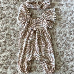 Jessica Simpson Baby Girl Romper with Matching g Headband